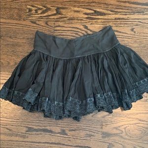 Free people black skirt with lace fringe